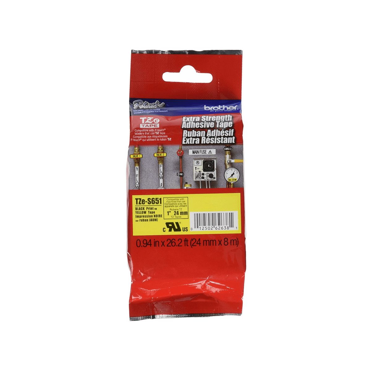 BROTHER - Cinta Etiquetadora TZE-S651 24mm Negro En Amarillo