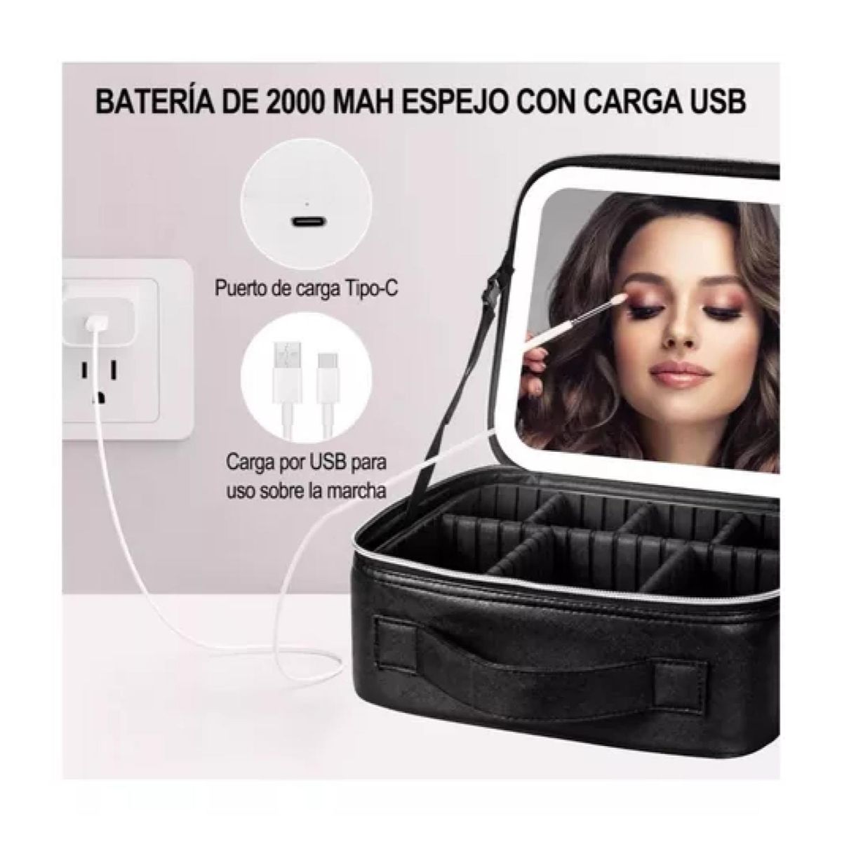 GENERICO - Bolso Cosmetiquero Con Luz Led