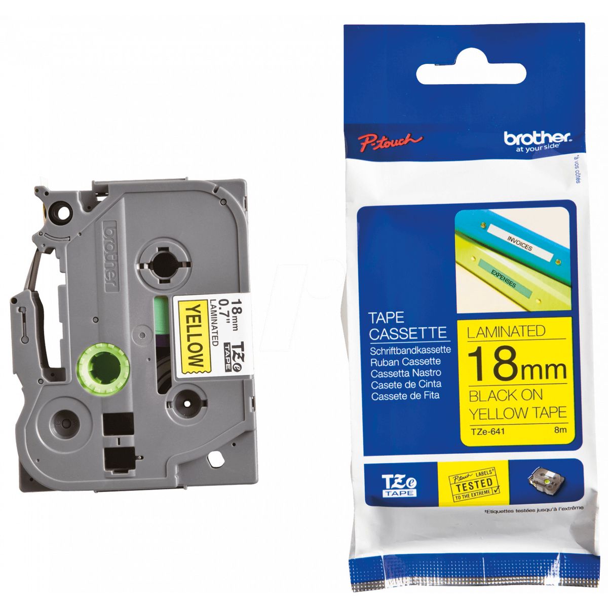 BROTHER - Cinta Etiquetadora TZE-641 18mm Negro En Amarillo