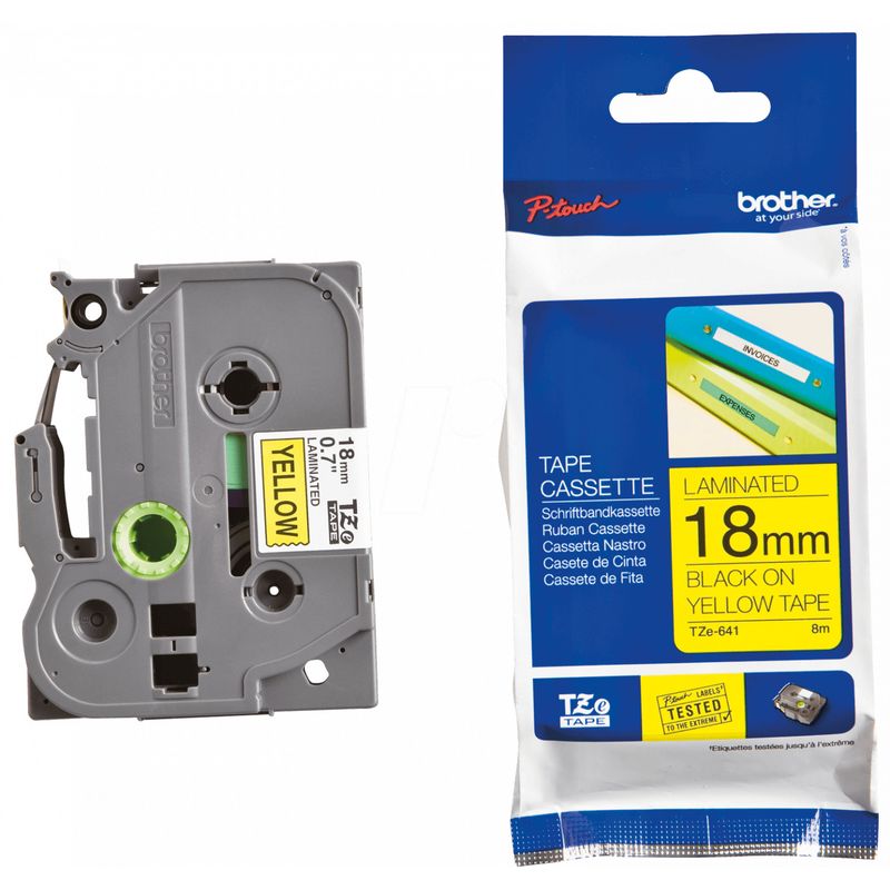 BROTHER - Cinta Etiquetadora Brother TZE-641 18mm Negro En Amarillo