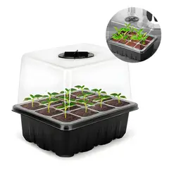 GENERICO - Germinador De Semillas Invernadero Semillero 12 Agujeros Negro