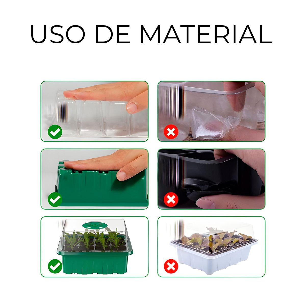 GENERICO - Germinador De Semillas Invernadero Semillero 12 Agujeros Negro