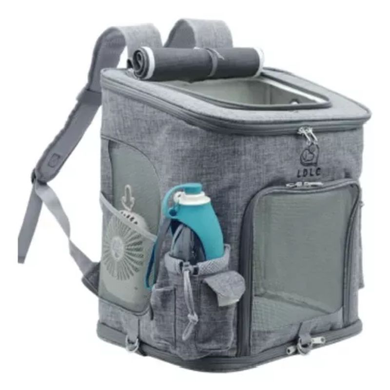 GENERICO - Mochila de viaje cómoda y segura para perros y gatos gris