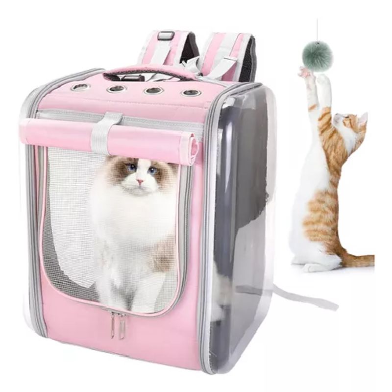 GENERICO - Bolso mochila porta perros jaula transporte perros y gatos rosado