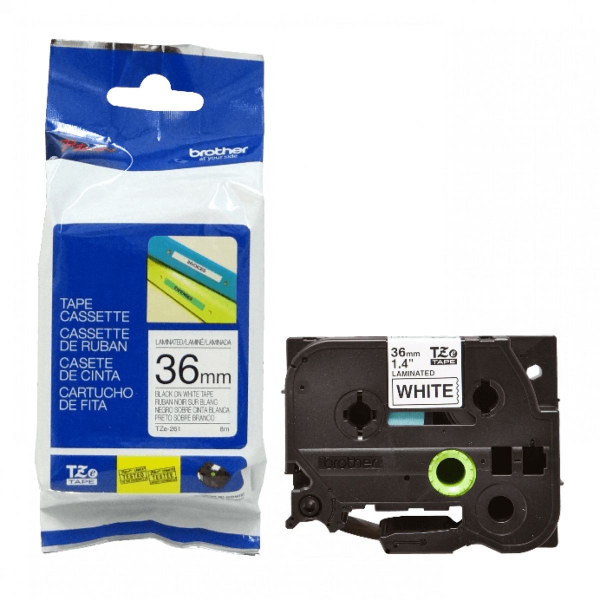 BROTHER - Cinta Etiquetadora 36mm Negro En Fondo Blanco