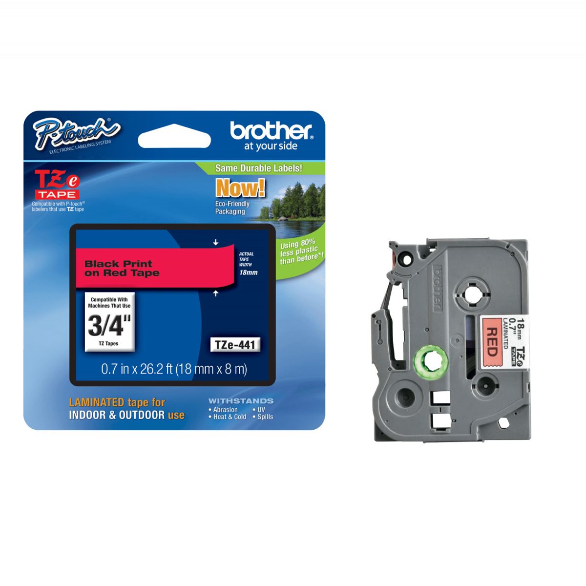 BROTHER - Cinta Etiquetadora Brother TZE-441 18mm Negro En Fondo Rojo