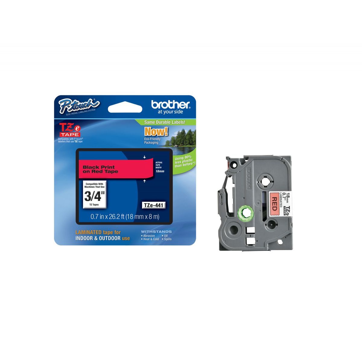 BROTHER - Cinta Etiquetadora Brother TZE-441 18mm Negro En Fondo Rojo