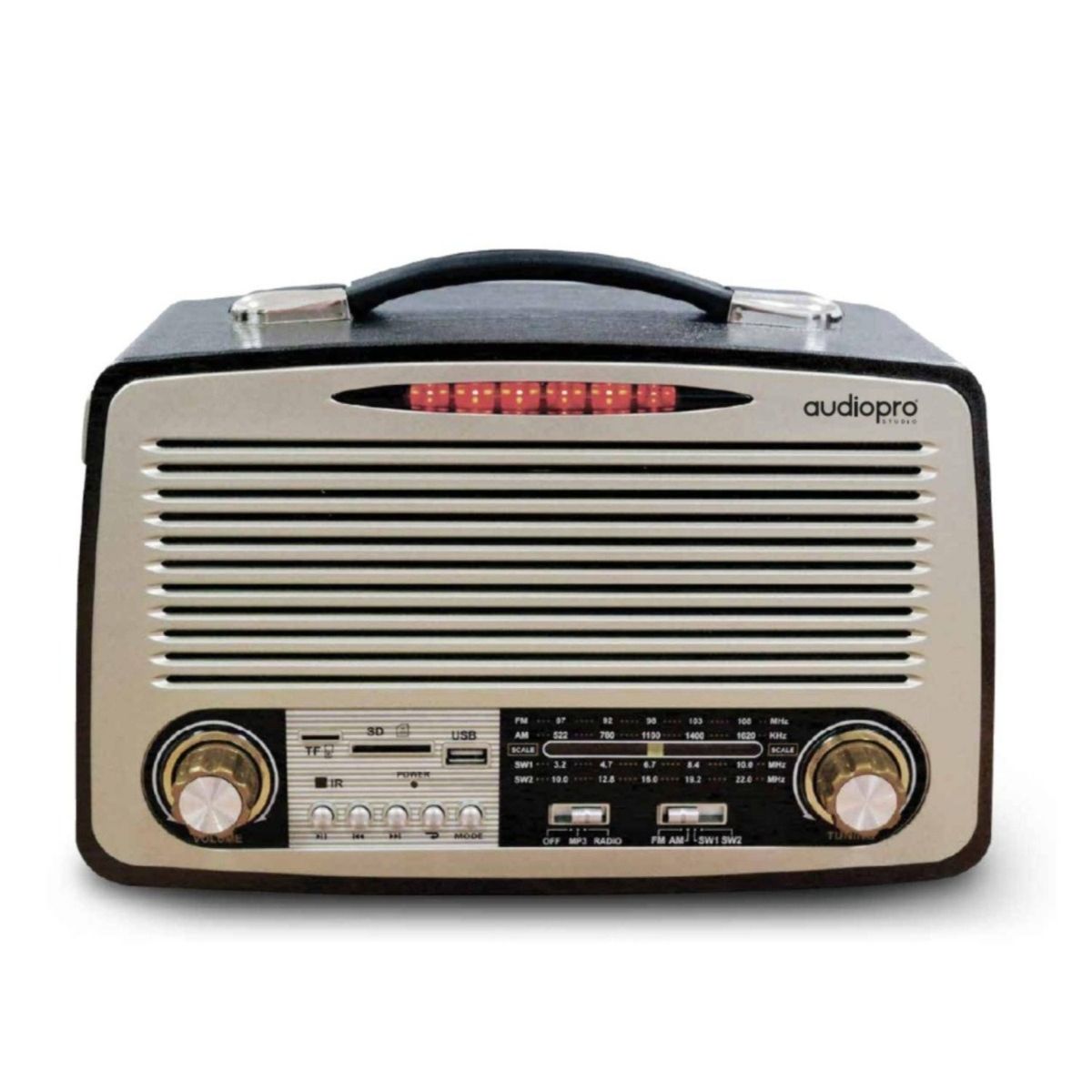 OEM - RADIO RETRO PORTATIL BLUETOOTH-FM-USB-SD RECARGABLE AUDIOPRO