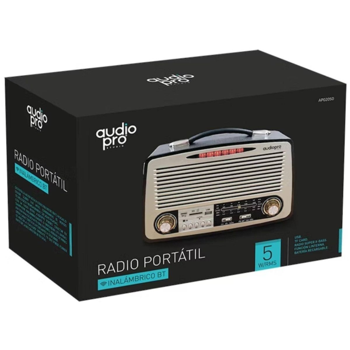 OEM - RADIO RETRO PORTATIL BLUETOOTH-FM-USB-SD RECARGABLE AUDIOPRO