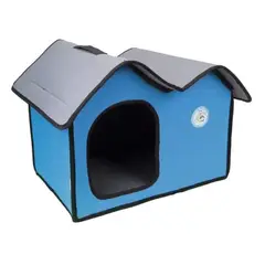 GENERICO - Cama casa plegable tipo iglú para mascotas gato y perro azul