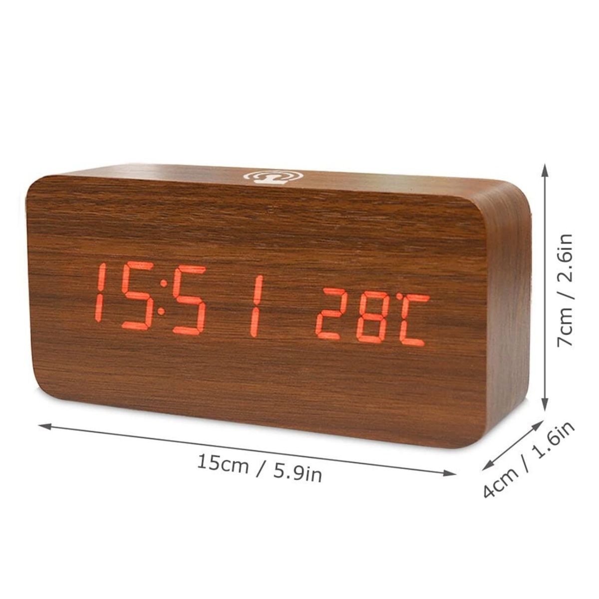 GENERICO - RELOJ DIGITAL DESPERTADOR TEMPERATURA WOONDE MARRON
