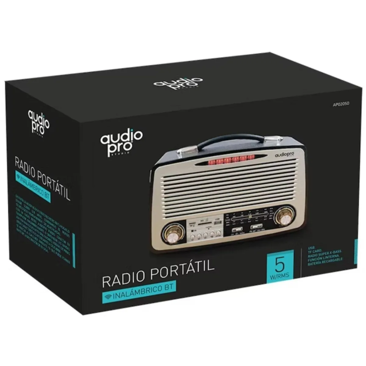 OEM - RADIO RETRO PORTATIL BLUETOOTH-FM-USB-SD RECARGABLE AUDIOPRO
