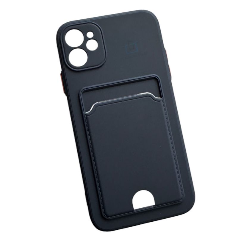 GENERICO - Carcasa De Silicona Con Tarjetero Para Iphone 11 - Azul Oscuro