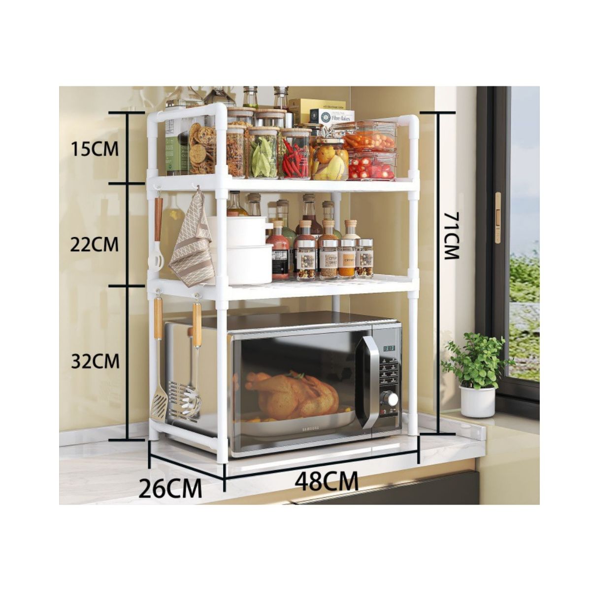 GENERICO - Rack Estante Organizador Microondas Multiusos 3 Niveles MD