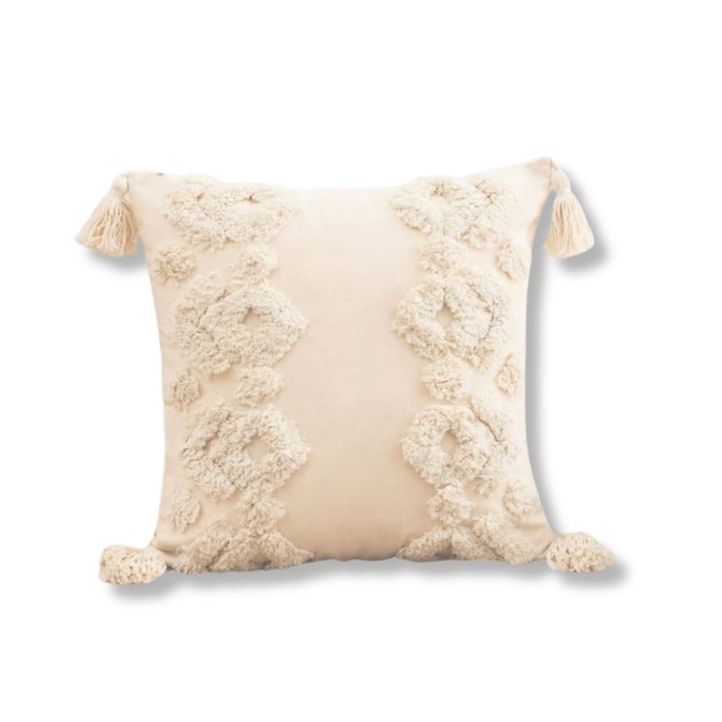 GENERICO - Funda de Cojín Boho Rombos Beige