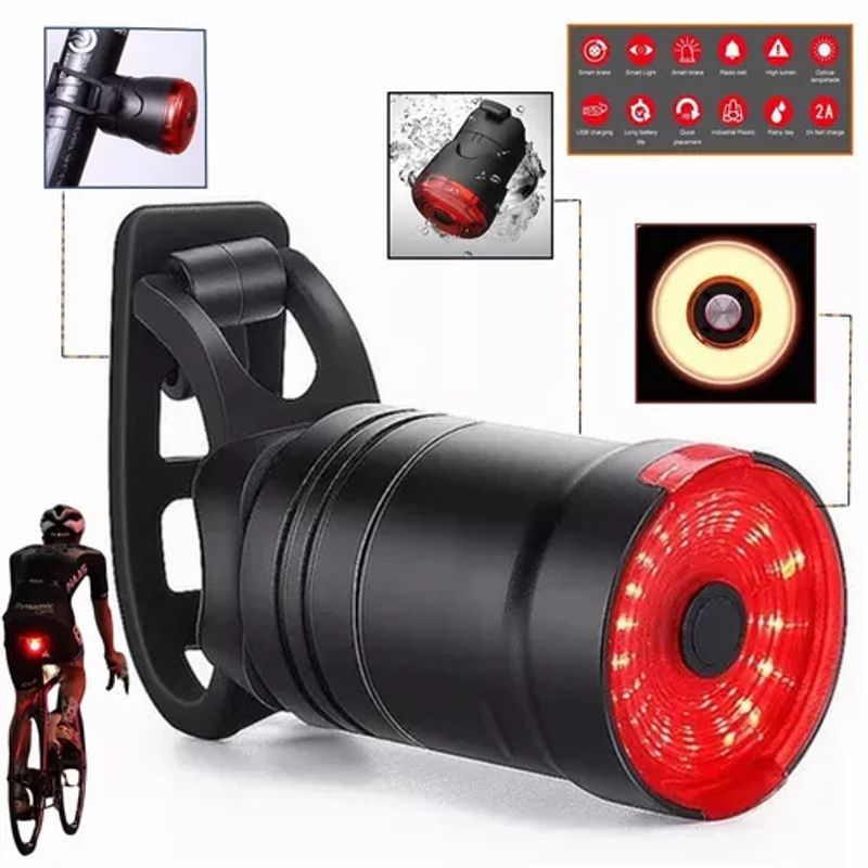 GENERICO - Luz de Bicicleta LED-Con Sensor de Freno Recargable USB IPX6