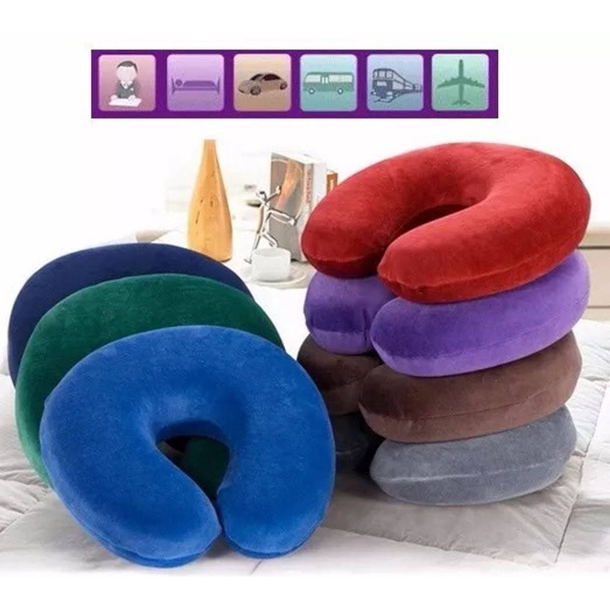 GENERICO - Cojin Cuello Viaje Cervical Almohada Para Auto Oficina Viaje