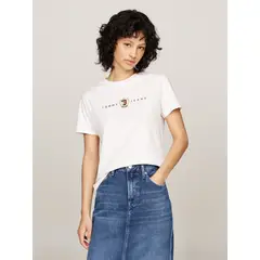 TOMMY HILFIGER - Polera Crest Linear Con Logo Blanco