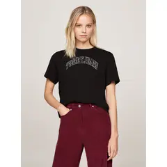 TOMMY HILFIGER - Polera Stardust Varsity Logo Negro