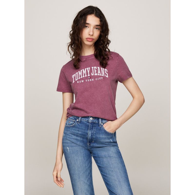 TOMMY HILFIGER - Polera Varsity Con Logo Burdeo Tommy Hilfiger