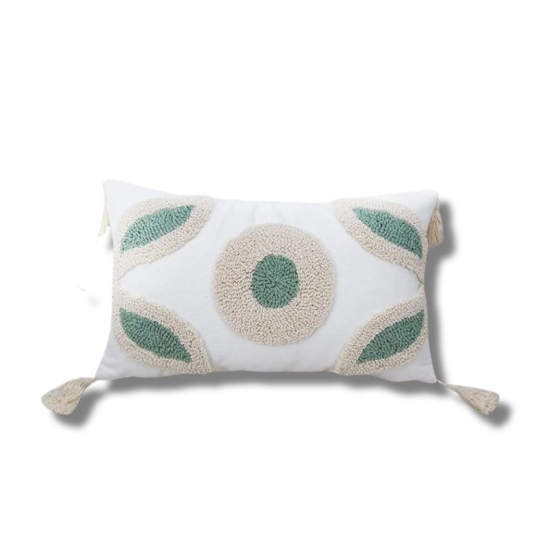 GENERICO - Funda De Cojin Boho Marroqui Hojas Geo Verde