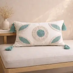 COLETTE - Funda De Cojin Boho Marroqui Hojas Geo Verde