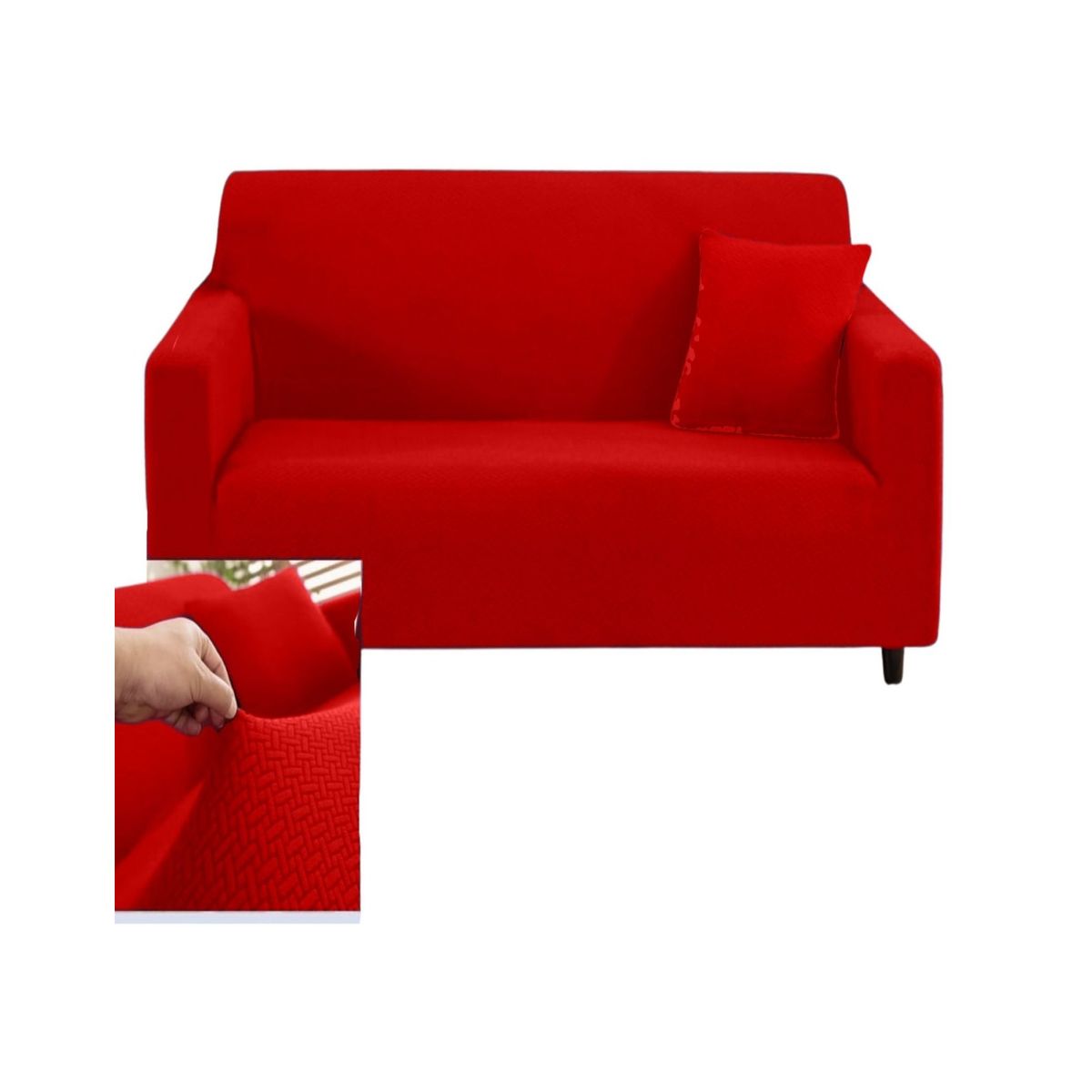 GENERICO - Funda Sofá 3 Cuerpos Texturizada Ajustable Rojo