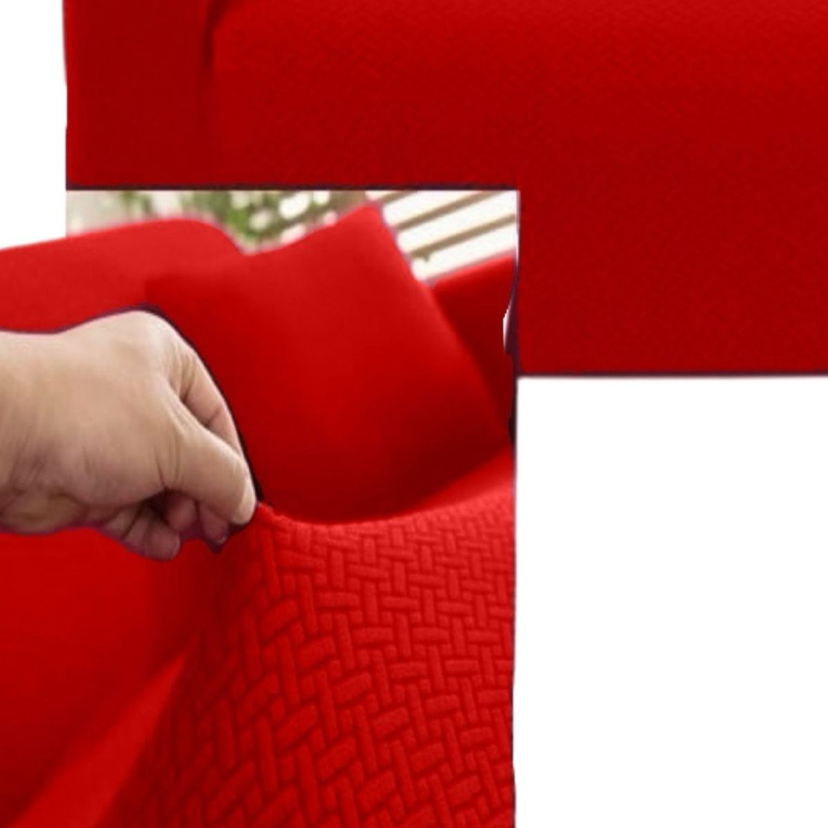 GENERICO - Funda Sofá 3 Cuerpos Texturizada Ajustable Rojo