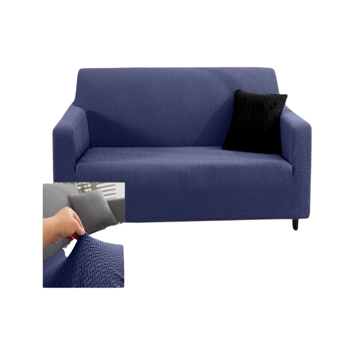 GENERICO - Funda Sofá 3 Cuerpos Texturizada Ajustable Azul