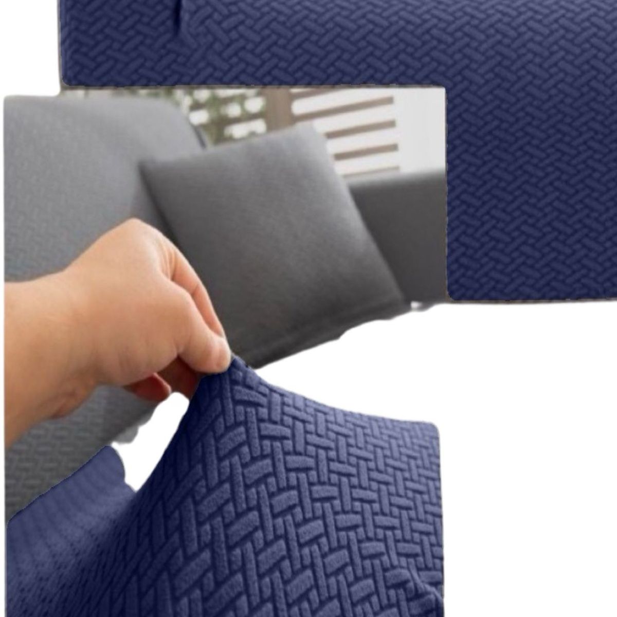 GENERICO - Funda Sofá 3 Cuerpos Texturizada Ajustable Azul