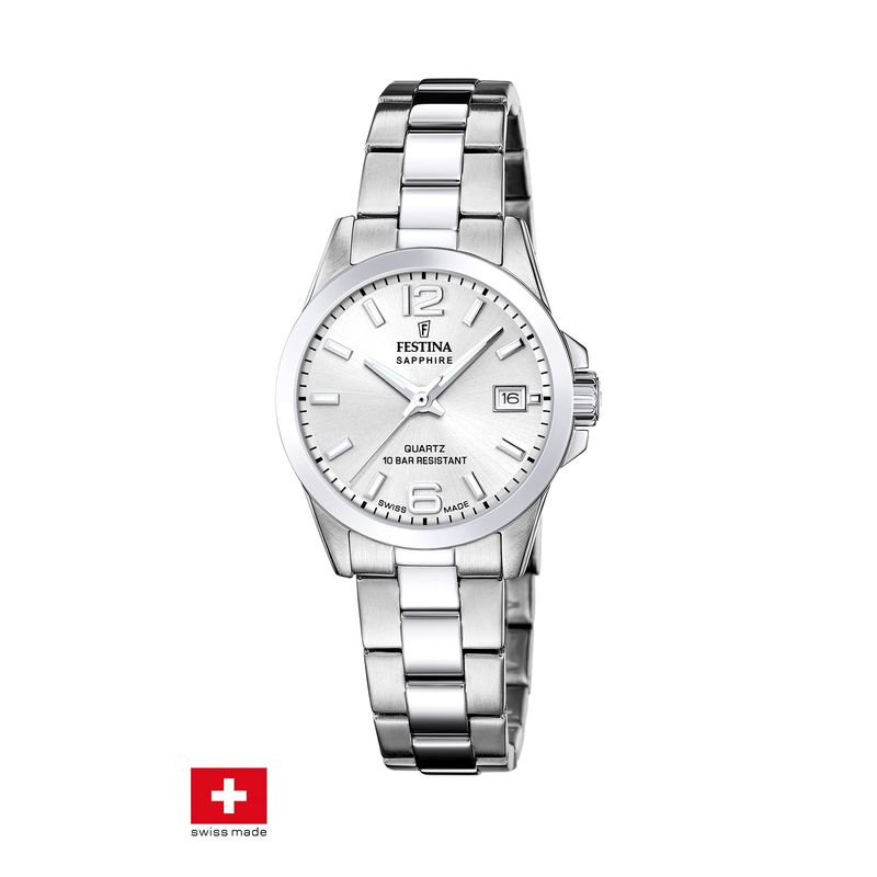 FESTINA SWISS - Reloj F20049/1 Festina Swiss Plateado Mujer Acero Clasico