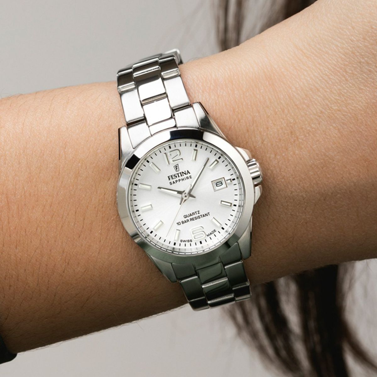 FESTINA SWISS - Reloj F20049/1 Festina Swiss Plateado Mujer Acero Clasico