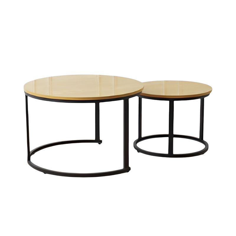 SPACE HOME - Mesa de Centro Minimalista duo estilo madera brillante y base negro