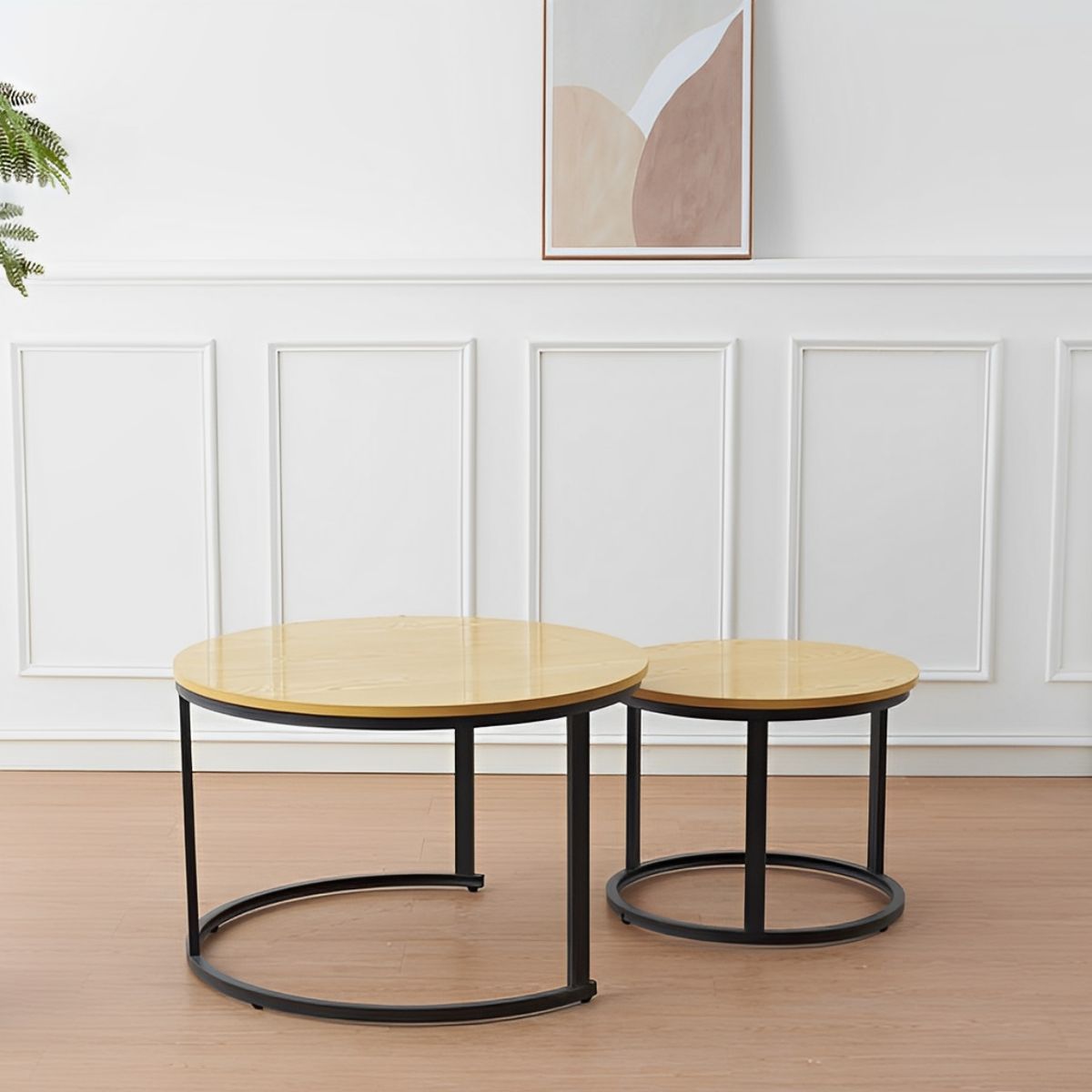 SPACE HOME - Mesa de Centro Minimalista duo estilo madera brillante y base negro