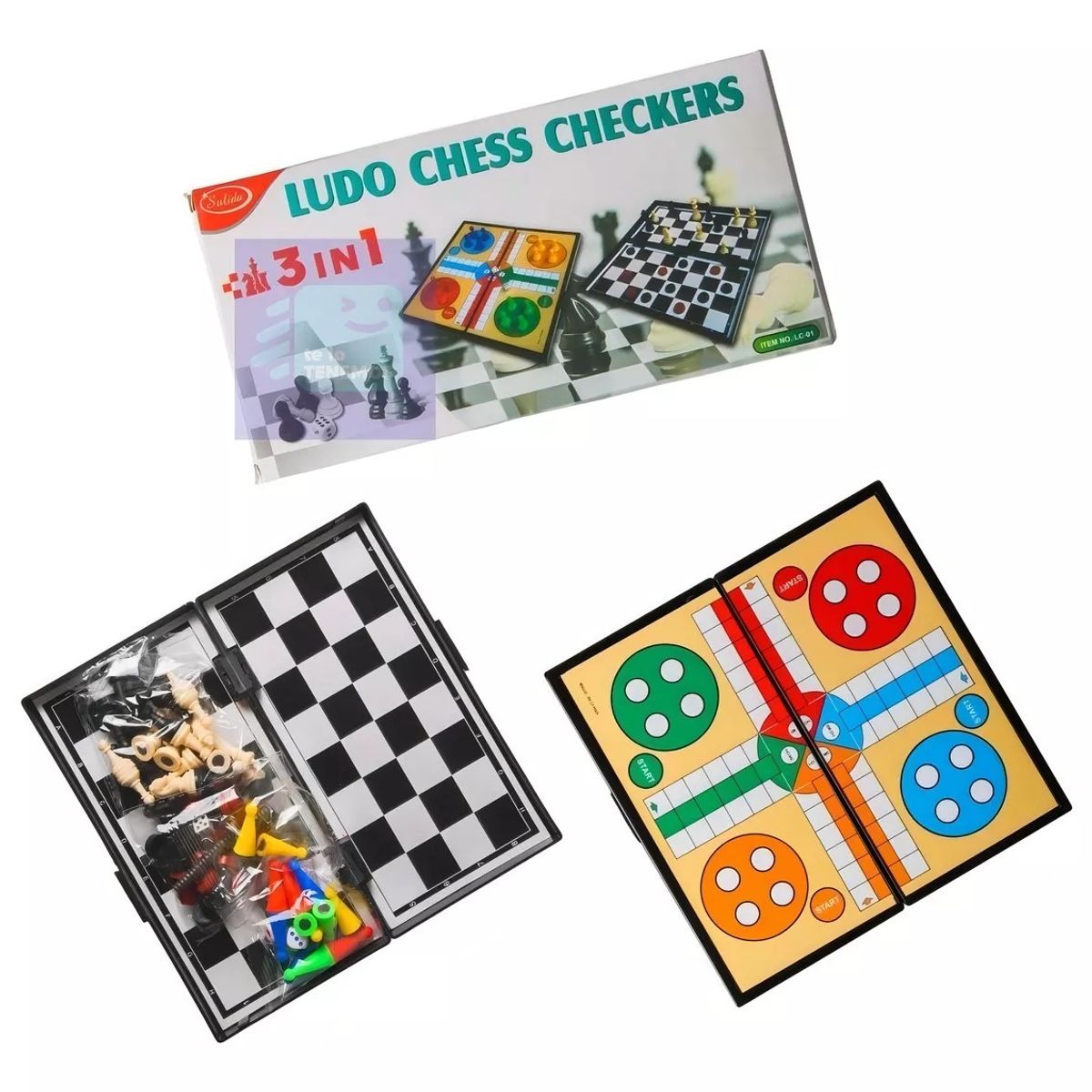 GENERICO - Juego De Mesa 3 en 1 Magnético Ludo Damas Ajedrez