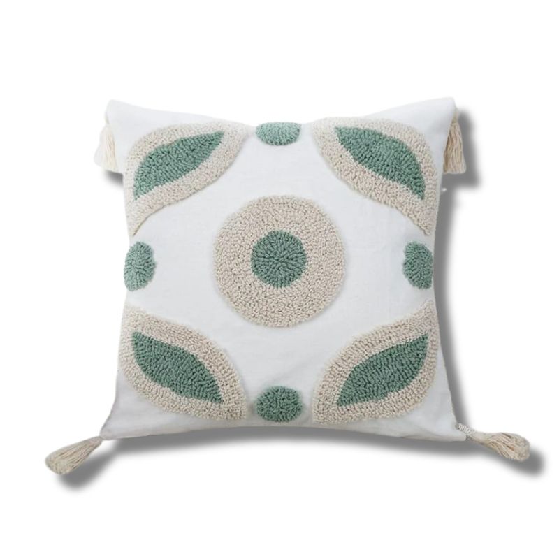 GENERICO - Funda De Cojin Boho Marroqui Hojas Geo Cuadrado