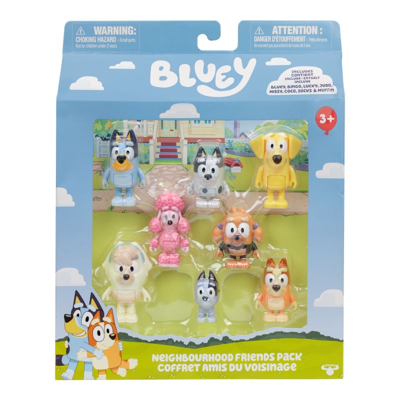 BLUEY - Pack 8 Figuras Articuladas Amigos Del Vecindario Bluey