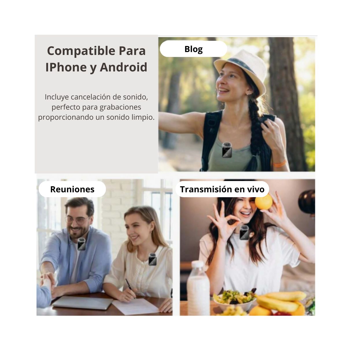 GENERICO - Pack 2 Microfonos Inalambrico Dual Para iPhone Y Android