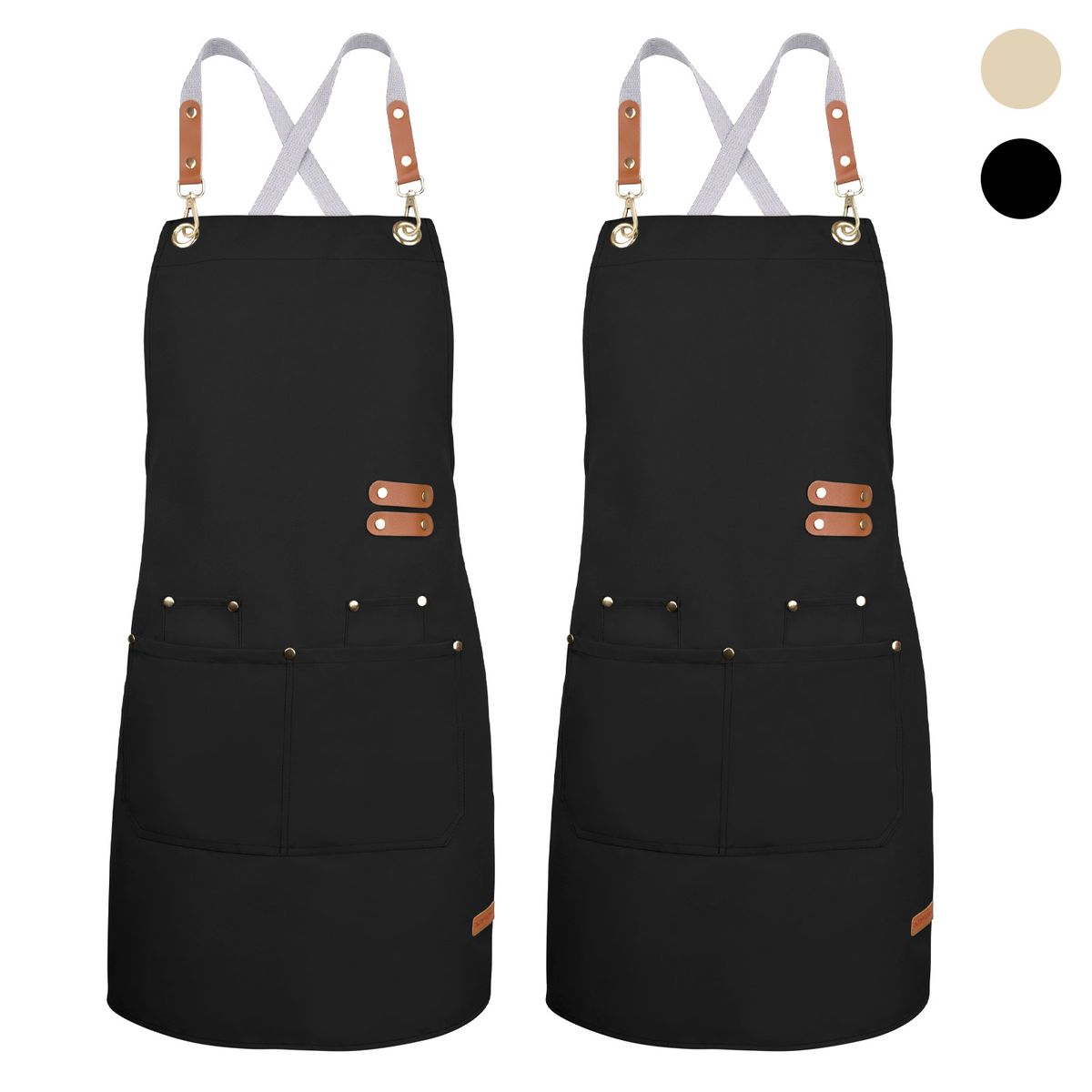 KOKILA - 2pcs Bartender Delantal De Lona Impermeable Mandil Cocina