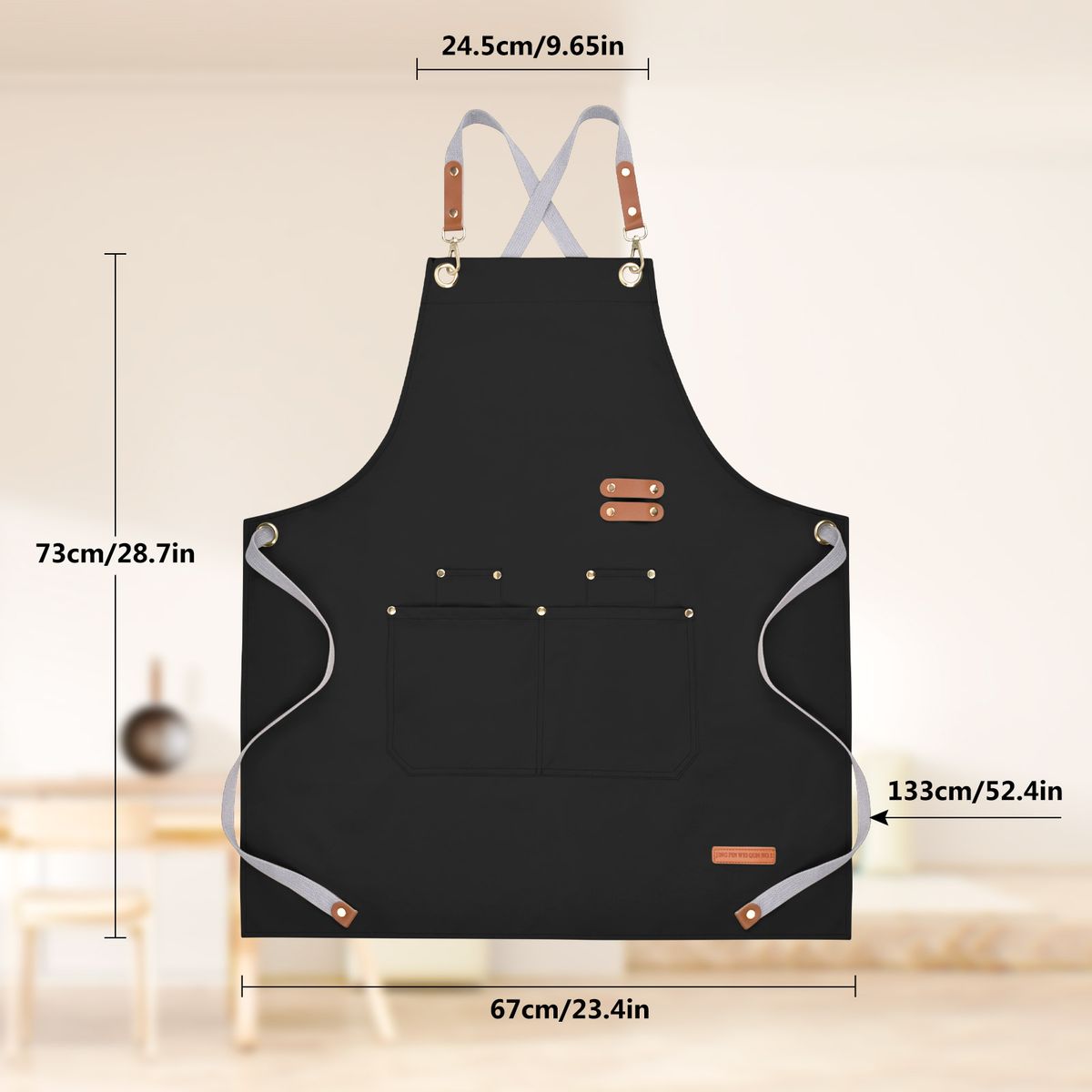 KOKILA - 2pcs Bartender Delantal De Lona Impermeable Mandil Cocina