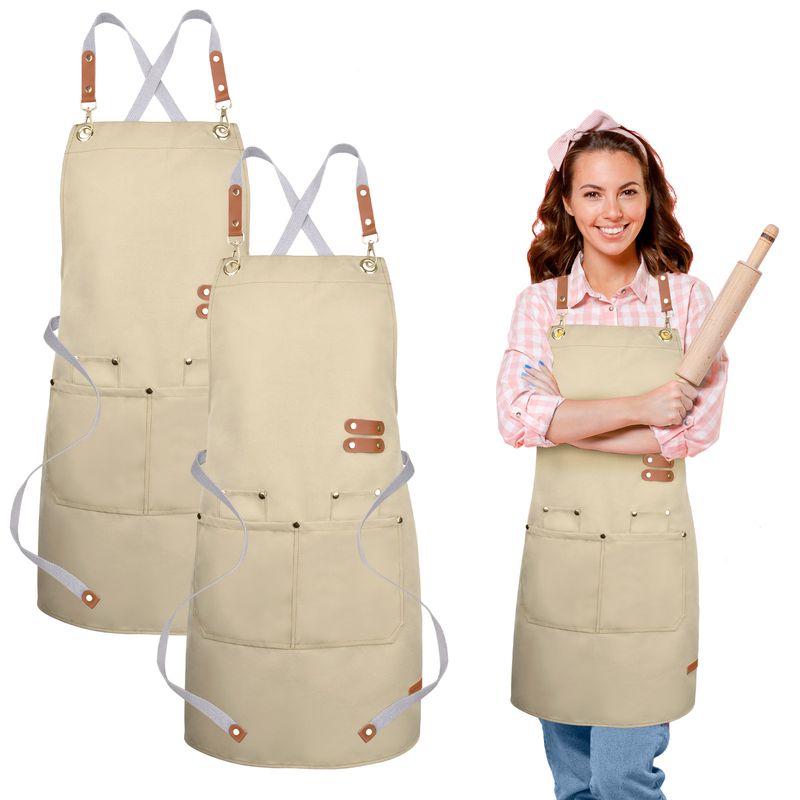 KOKILA - 2pcs Bartender Delantal De Lona Impermeable Mandil Cocina
