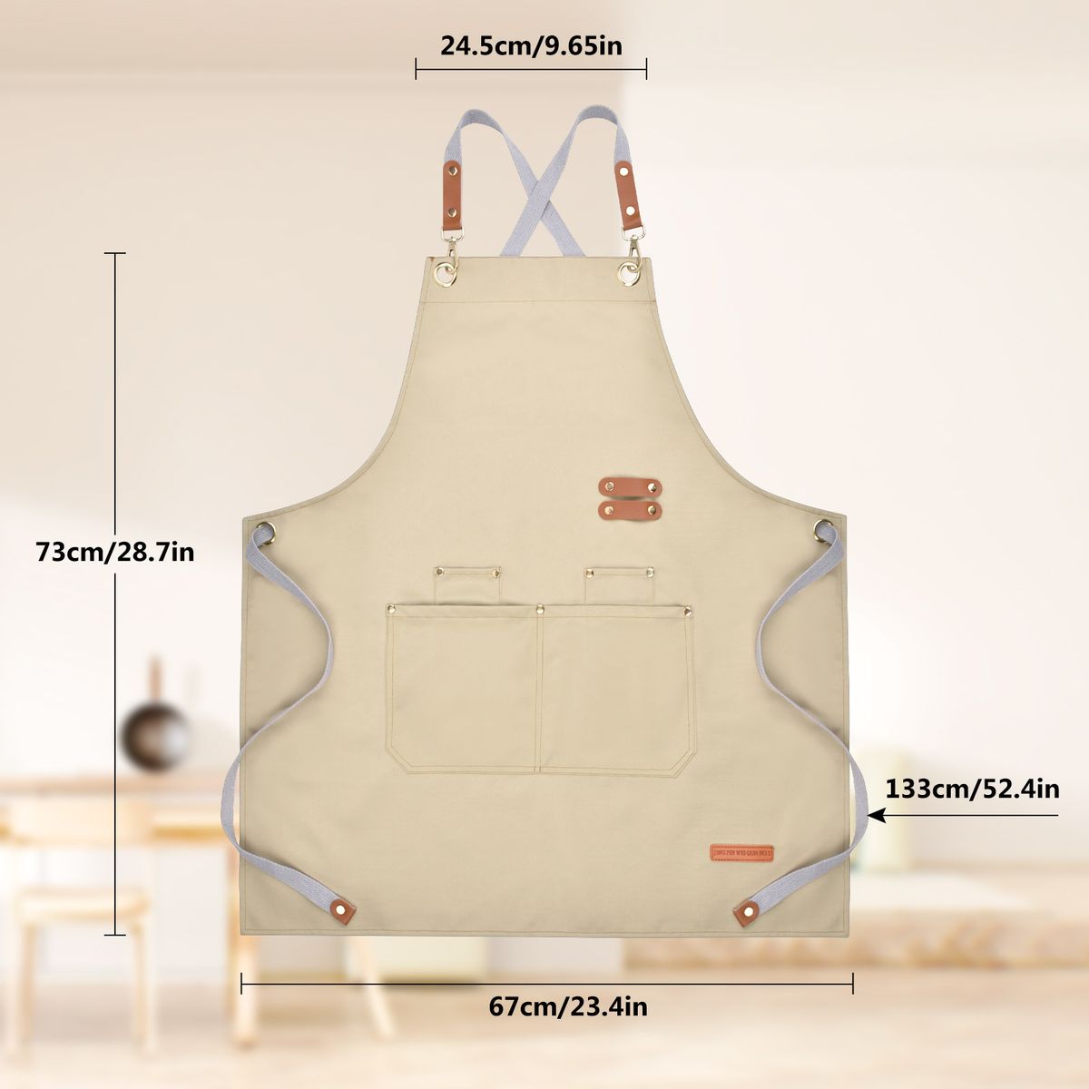 KOKILA - 2pcs Bartender Delantal De Lona Impermeable Mandil Cocina