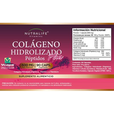 Imagen 2 del producto Peptidos De Colageno Hidrolizado + Vitam E & C Lf 2x90 Caps