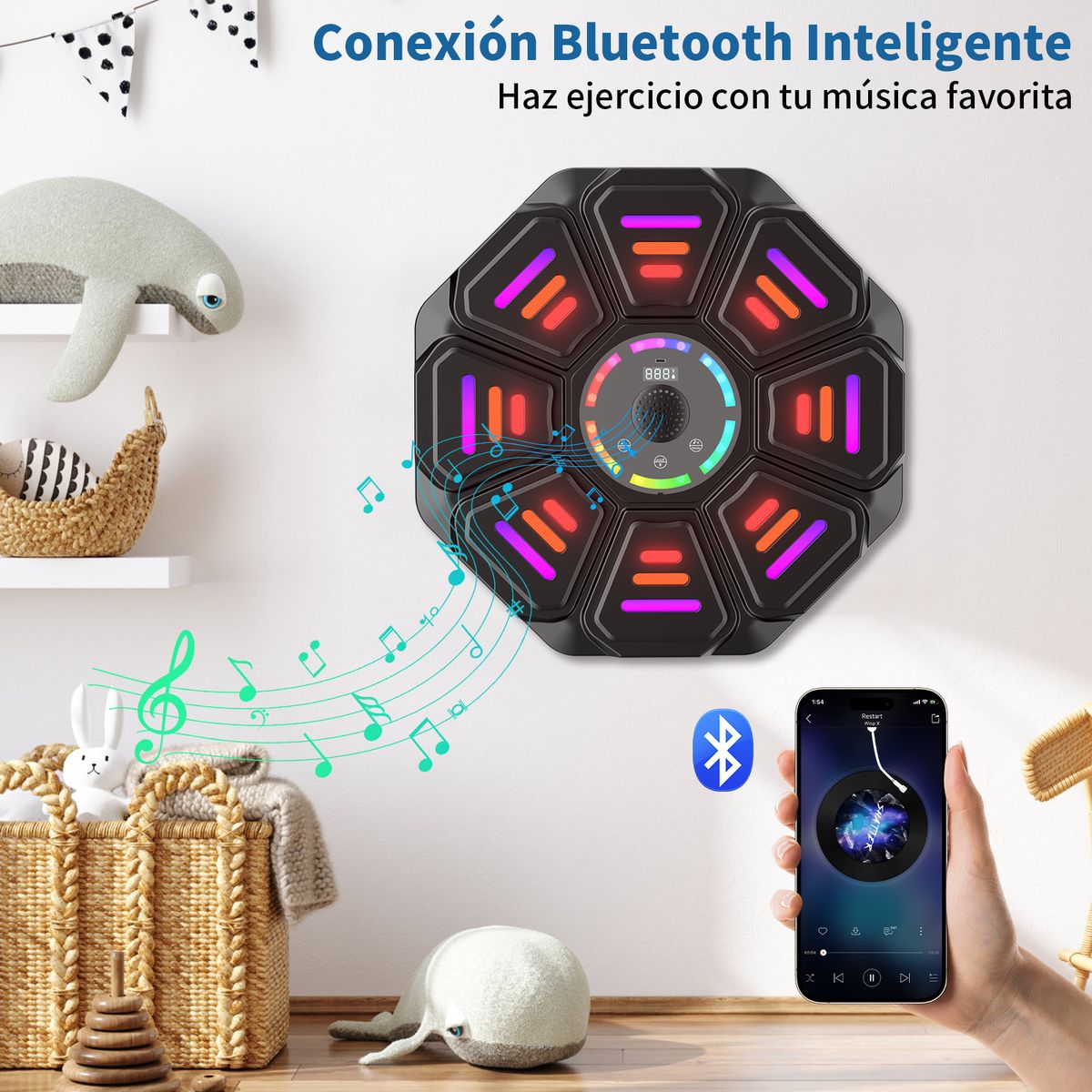 YAYKO - Máquina De Boxeo Inteligente Con Guantes Musical Bluetooth