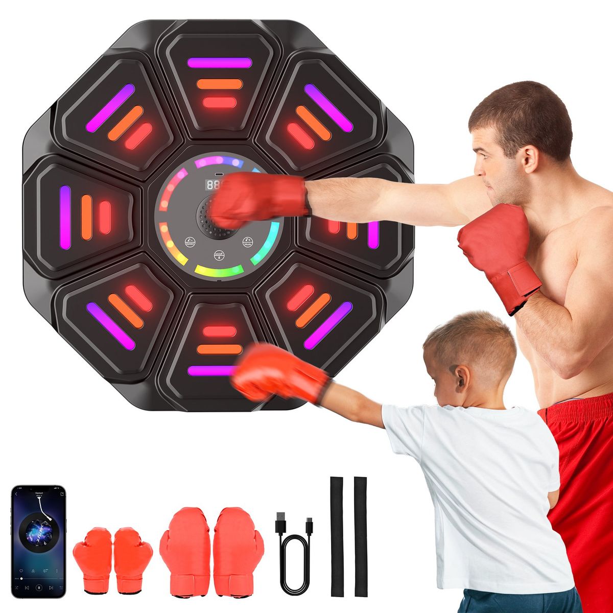 YAYKO - Máquina De Boxeo Inteligente Con Guantes Musical Bluetooth