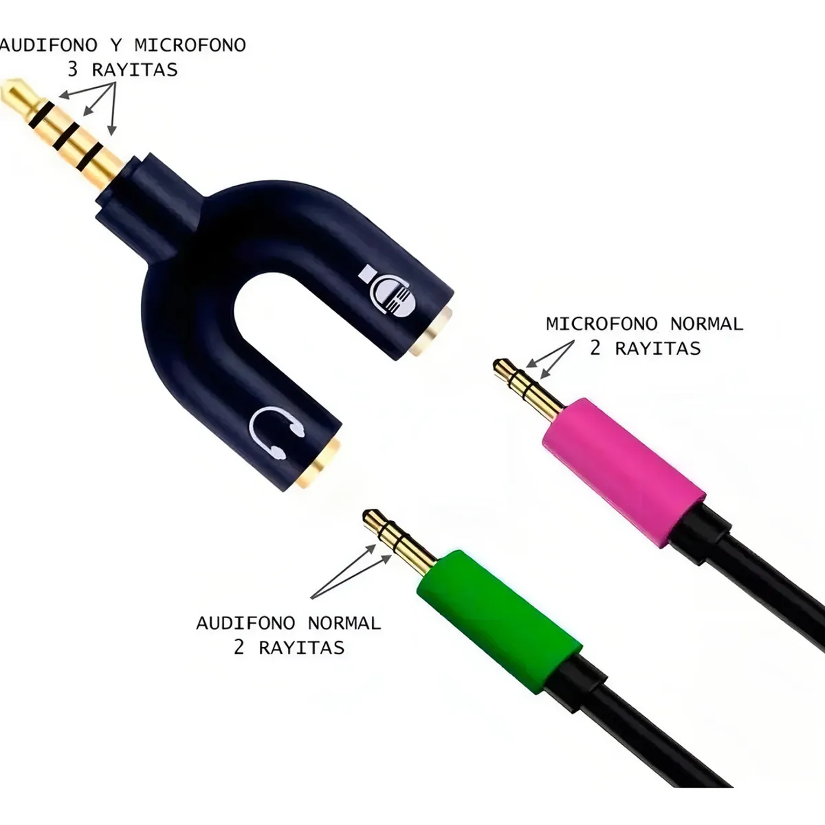 OEM - Adaptador Audio Microfono 3.5 mm Audifonos Pc Celular