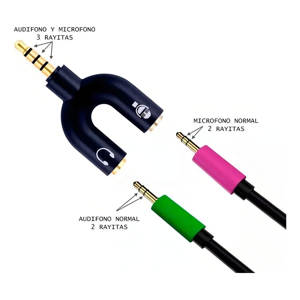 OEM - Adaptador Audio Microfono 3.5 mm Audifonos Pc Celular