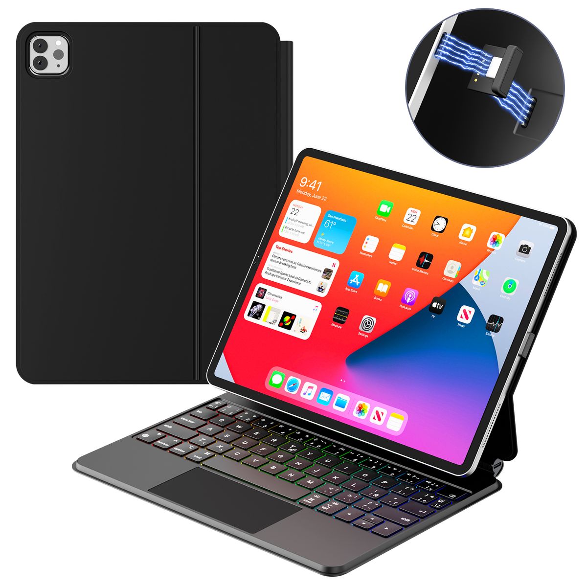 AIZO - Funda Con teclado Mágico Para iPad Pro 11 in Conexión Automática