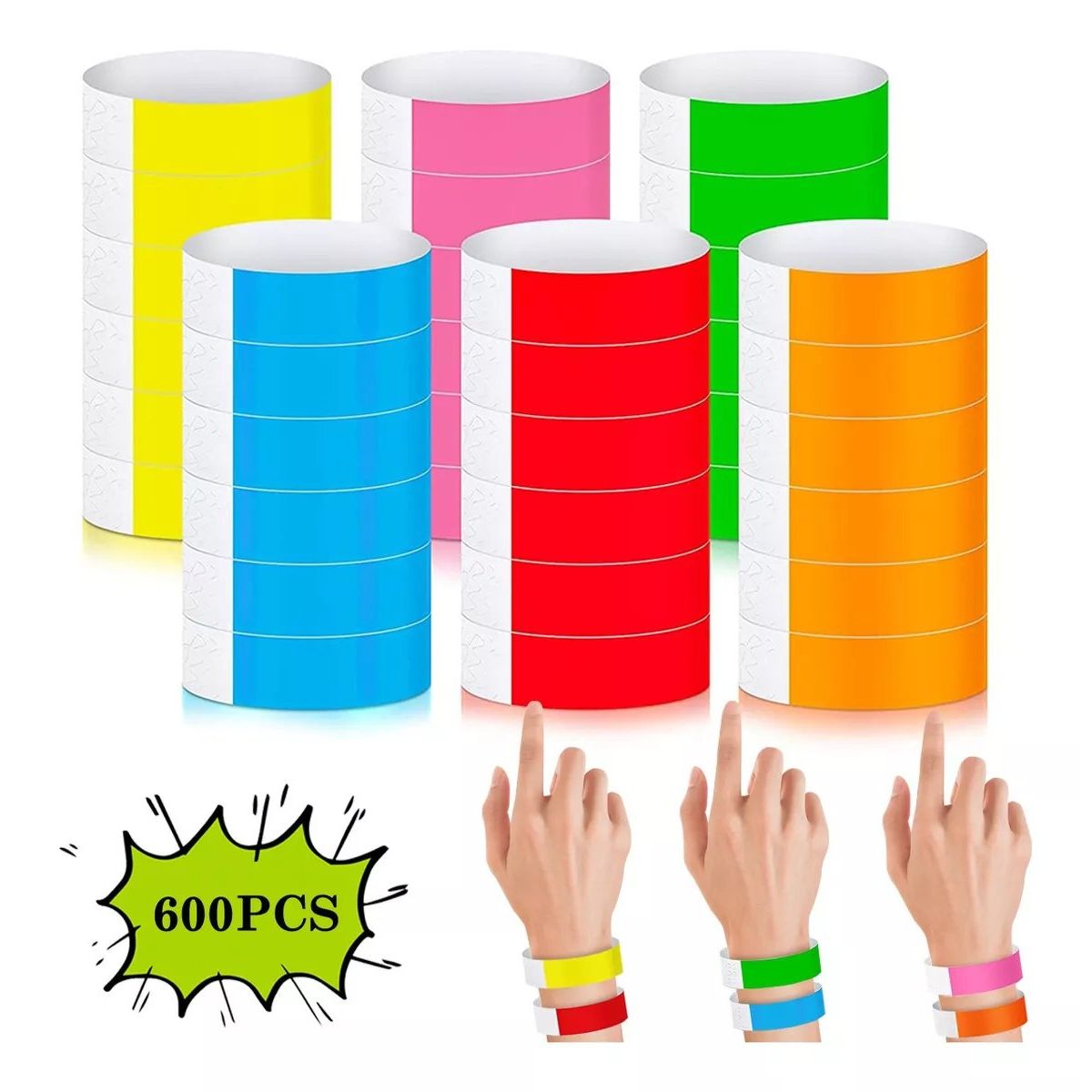 KUANGYE - 600 Fluorescence Pulsera De Papel Para Evento Identificación