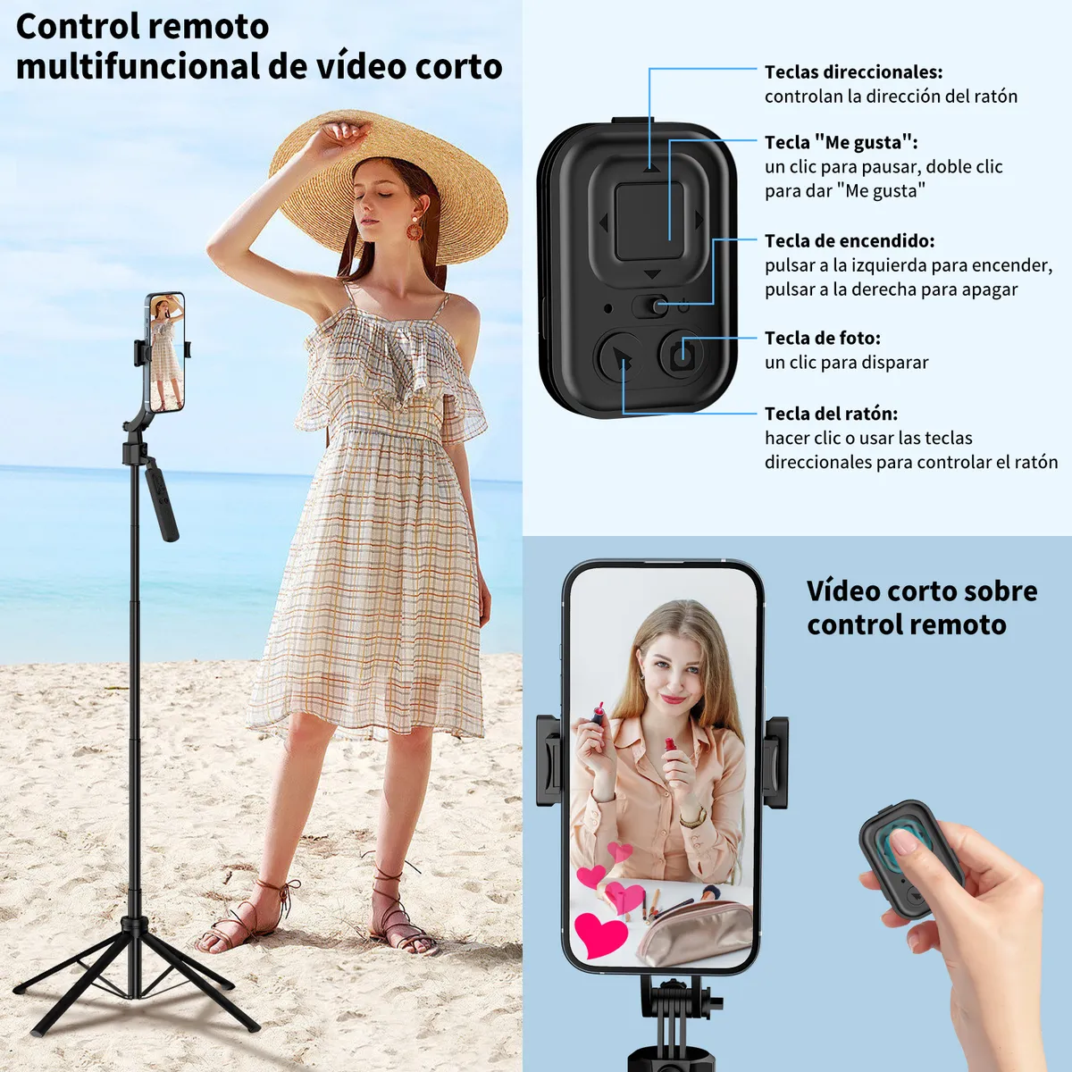 AIZO - Trípode Telescópico Ajustable para Cámara/Celular  Selfie 360° con Seguimiento Facial